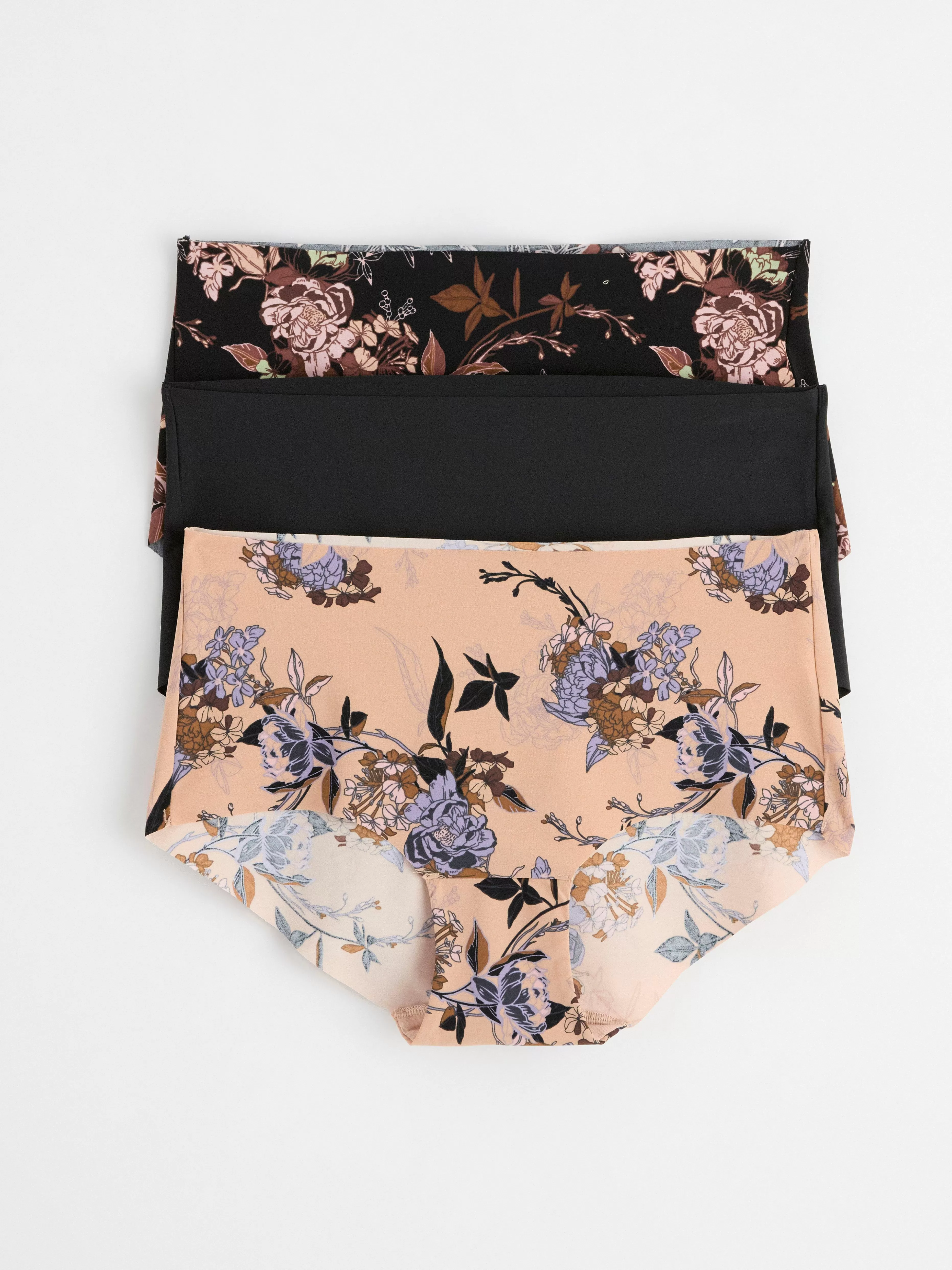 Dam Lindex 3-Pack Trosor Med Normalhog Midja Och Blommor