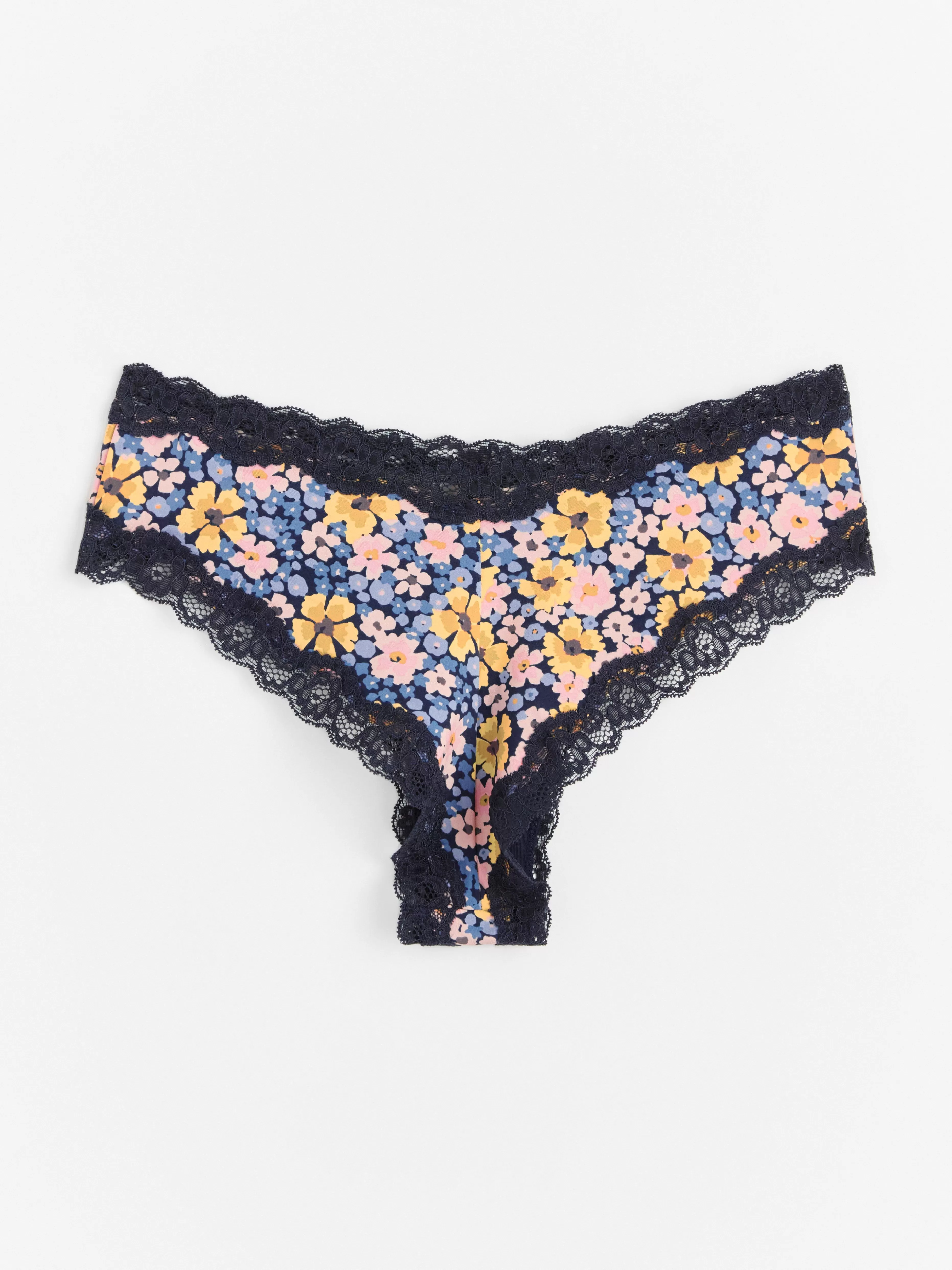 Dam Lindex Brazilian Low Waist Trosa Med Hogt Skuret Ben Och Blommor