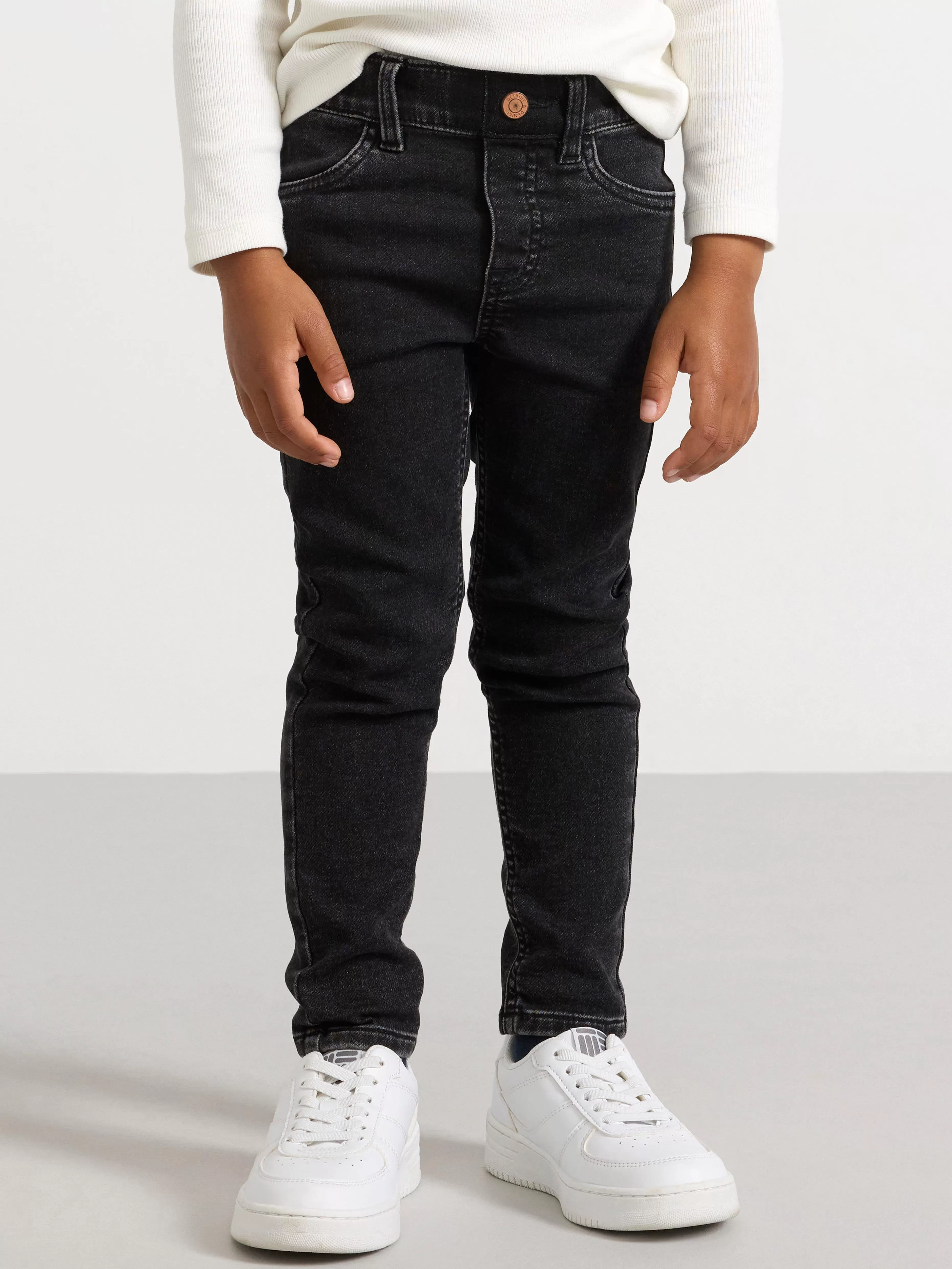Barn Lindex Sam Superstretchiga Pull-Up-Jeans Med Slim Fit Och Normalhog Midja
