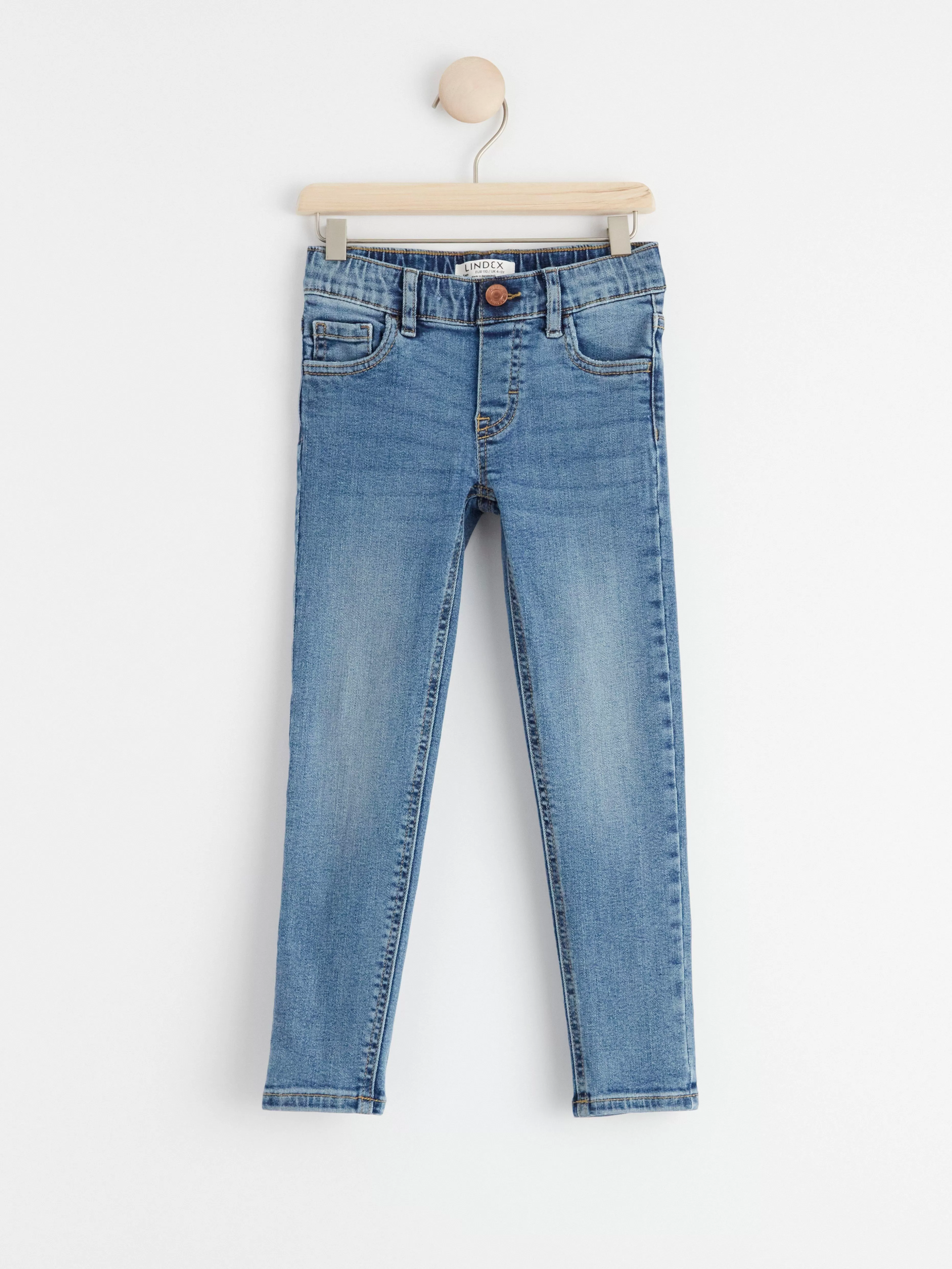 Barn Lindex Sam Superstretchiga Pull-Up-Jeans Med Slim Fit Och Normalhog Midja