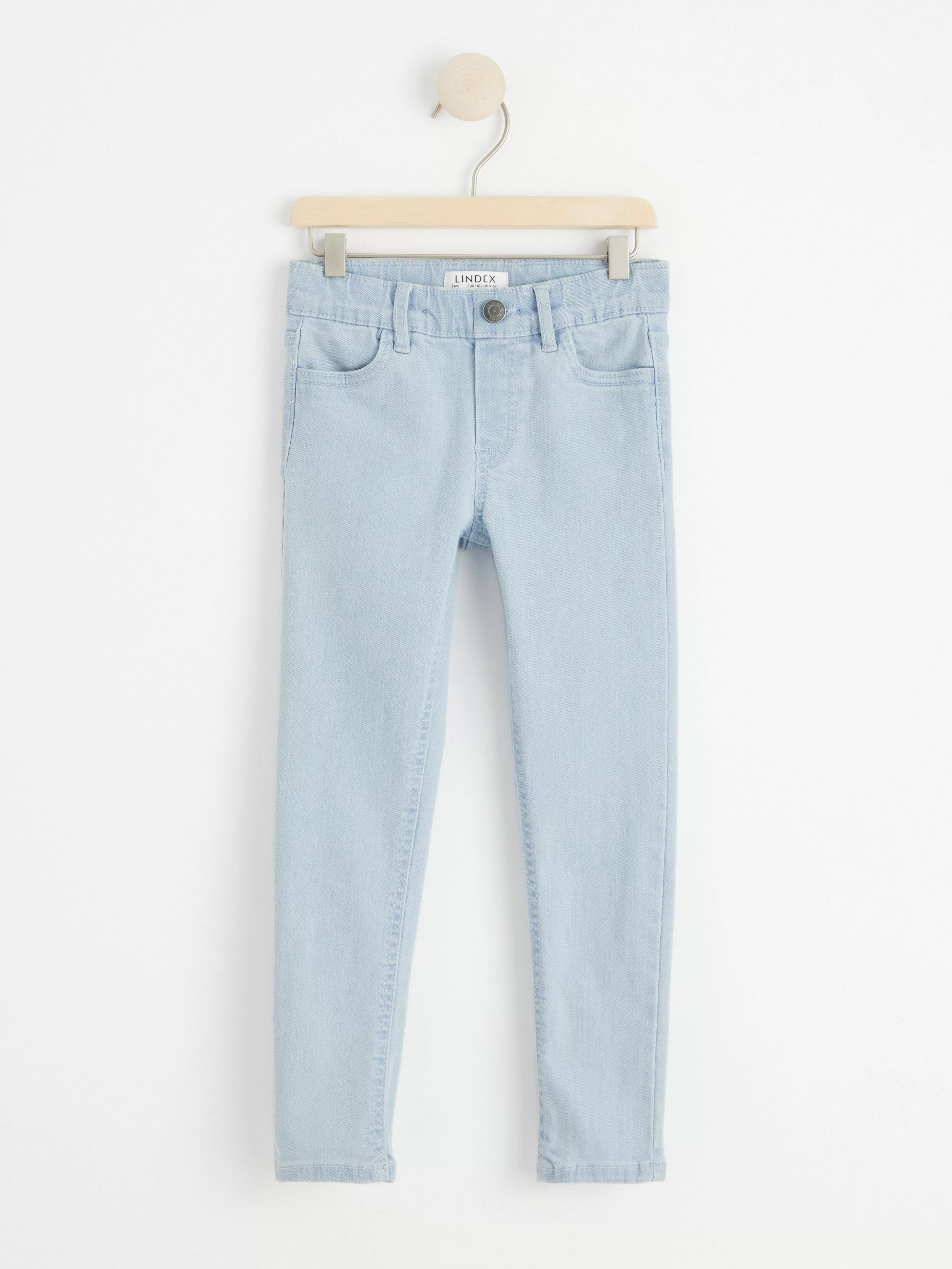 Barn Lindex Sam Superstretchiga Pull-Up-Jeans Med Slim Fit Och Normalhog Midja