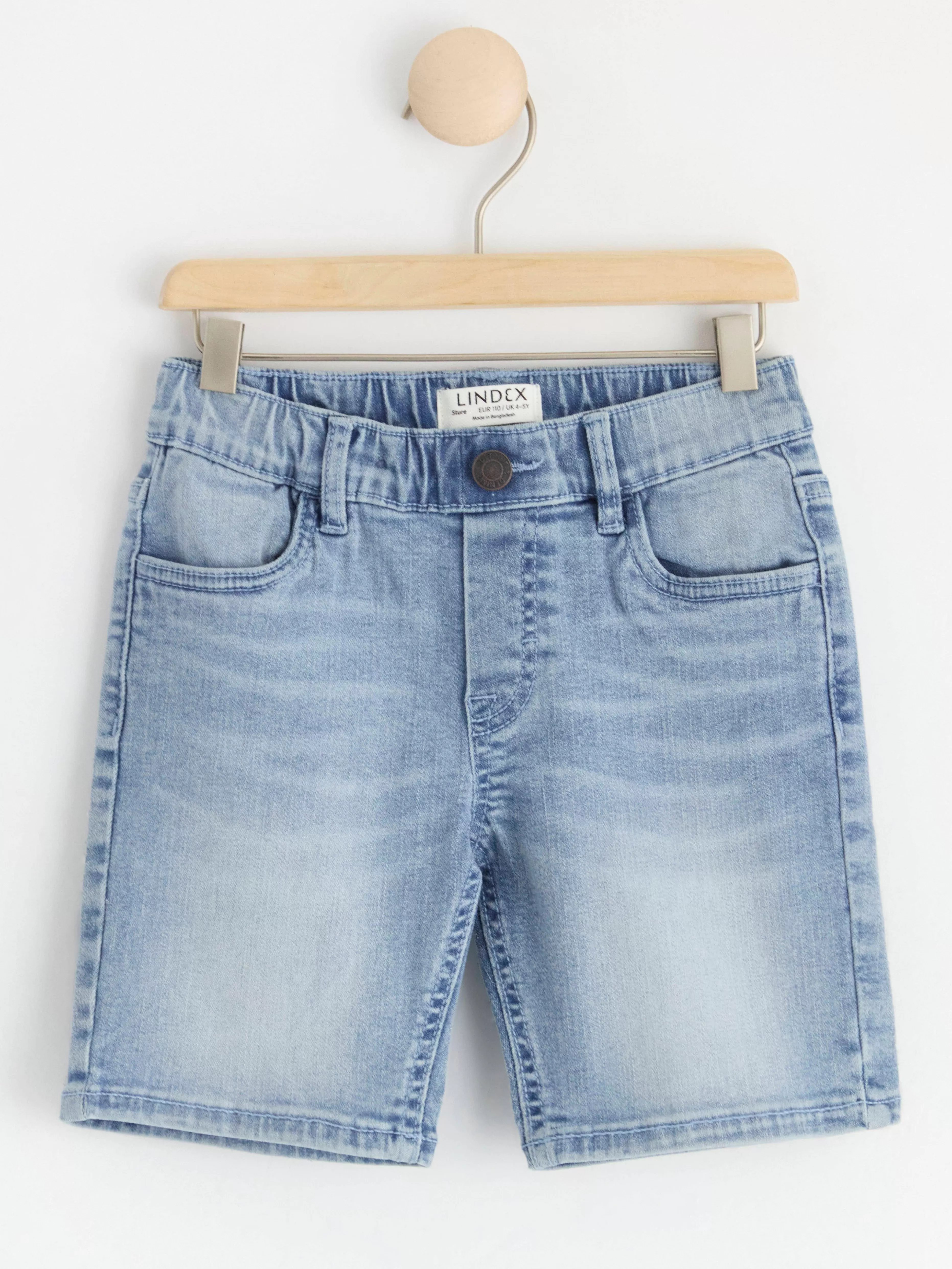 Barn Lindex Sture Pull-Up-Shorts I Denim Med Normalhog Midja Och Rakt Ben