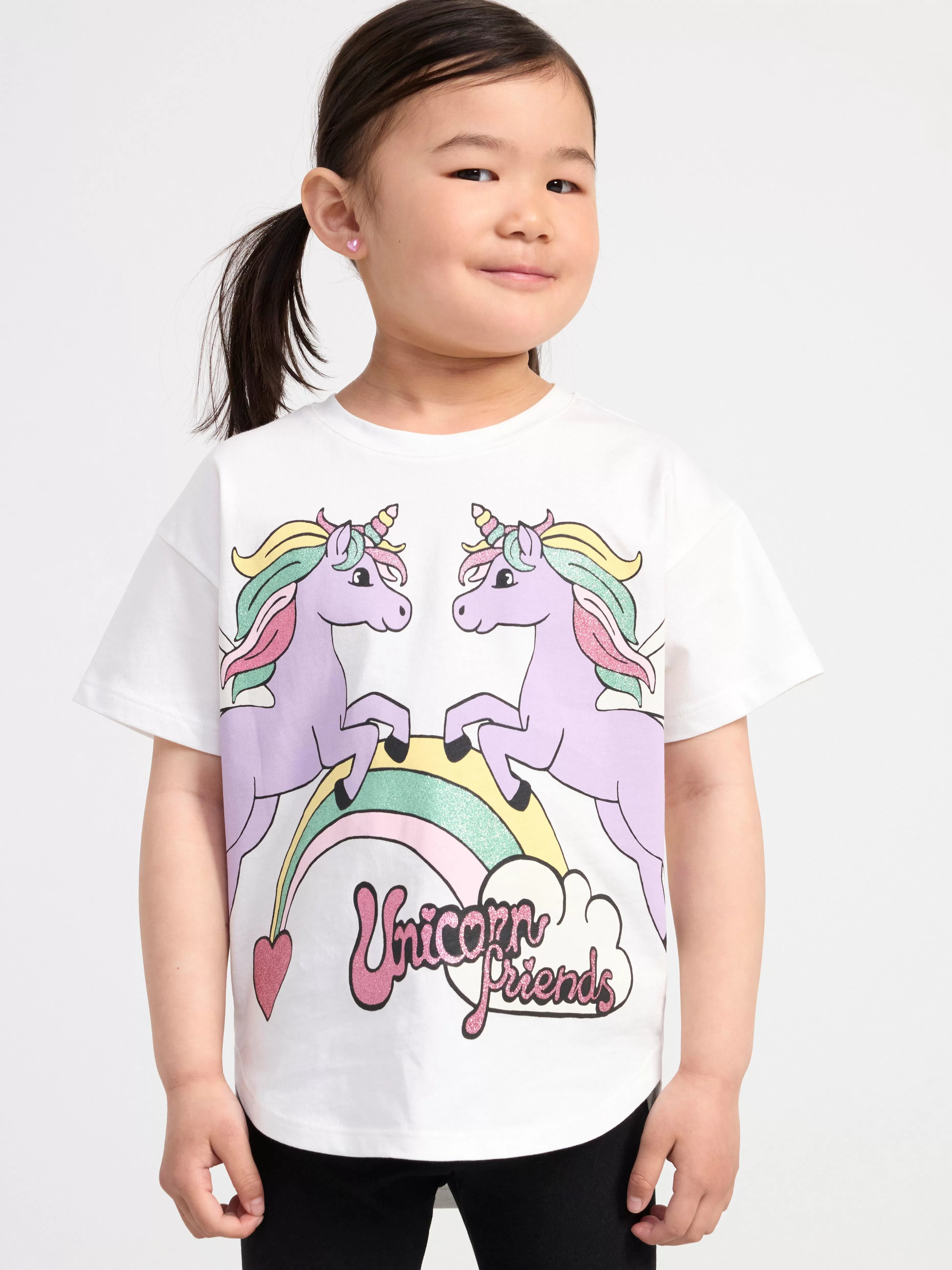 Barn Lindex T Shirt I Oversize Modell Med Enhorningar